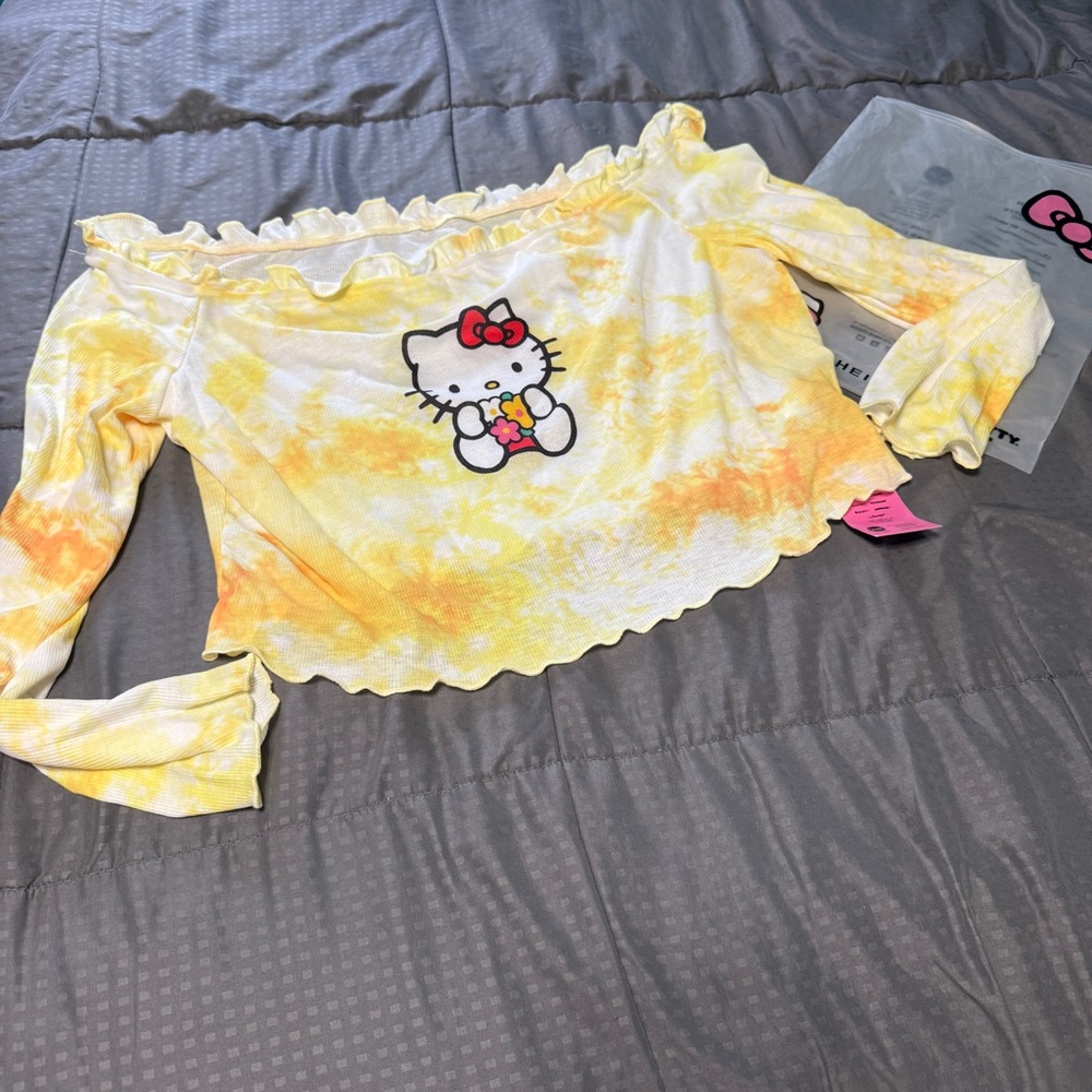 Hello Kitty X SHEIN Yellow Tie Dye Top Shirt Size 4x Roughly Us Size 2x New NWT